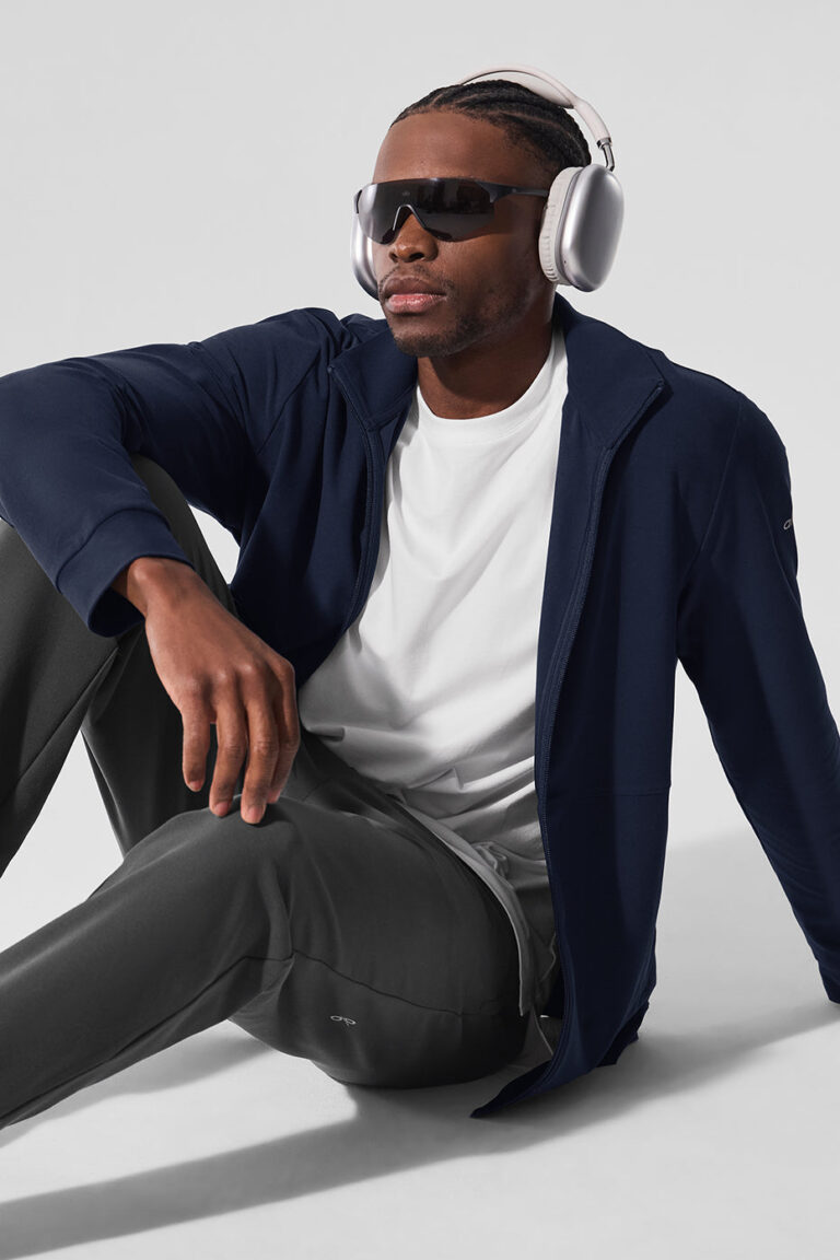 Свитшот Alo Yoga Conquer Max Mock Neck Full Zip «Navy» Мужская
