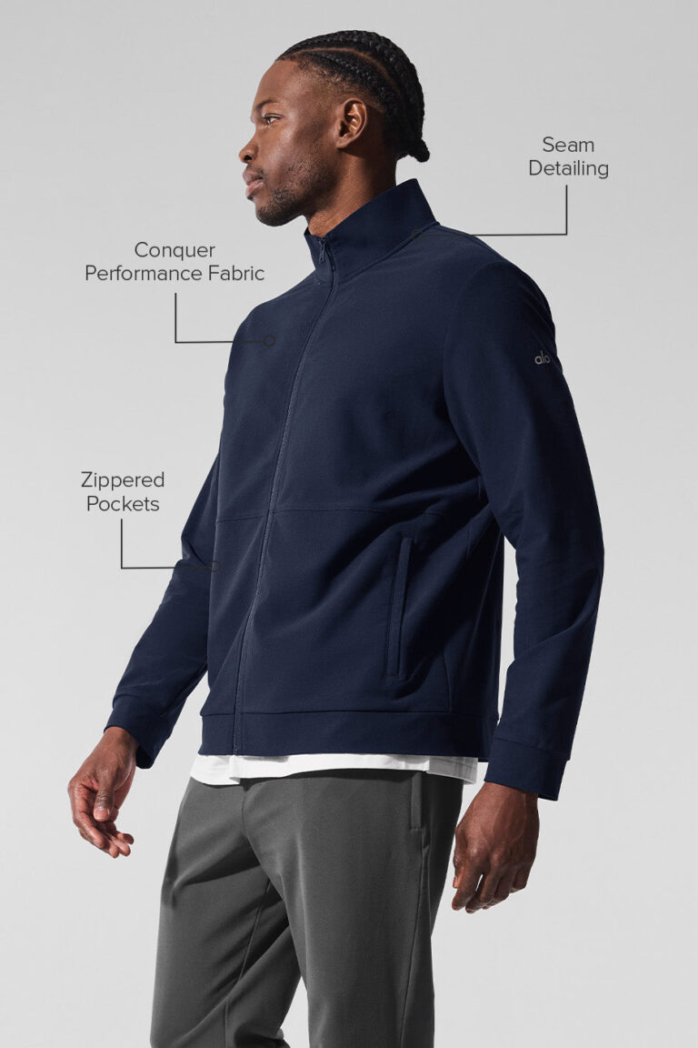 Свитшот Alo Yoga Conquer Max Mock Neck Full Zip «Navy» Мужская