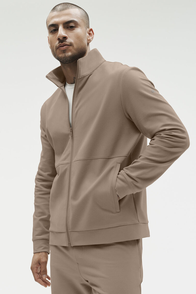 Свитшот Alo Yoga Conquer Max Mock Neck Full Zip «Gravel» Мужская