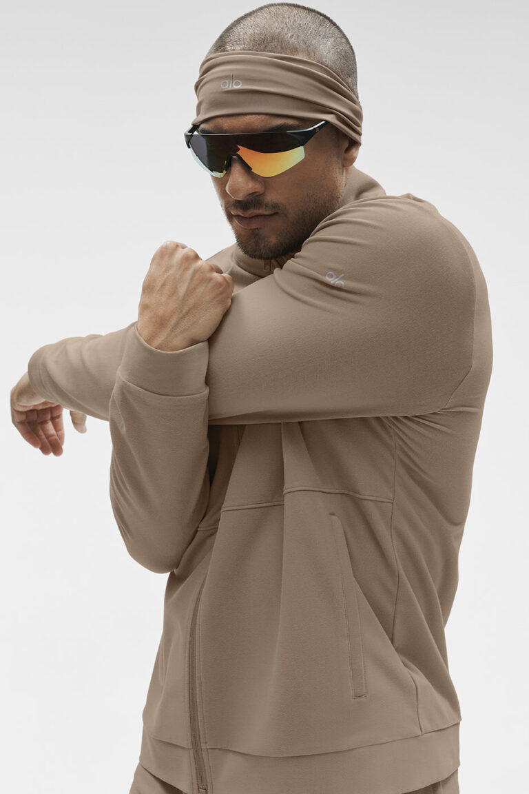 Свитшот Alo Yoga Conquer Max Mock Neck Full Zip «Gravel» Мужская