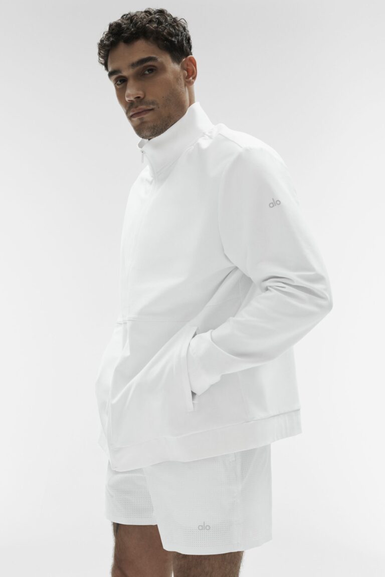 Свитшот Alo Yoga Conquer Max Mock Neck Full Zip «White» Мужская