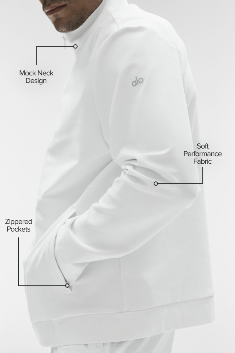 Свитшот Alo Yoga Conquer Max Mock Neck Full Zip «White» Мужская