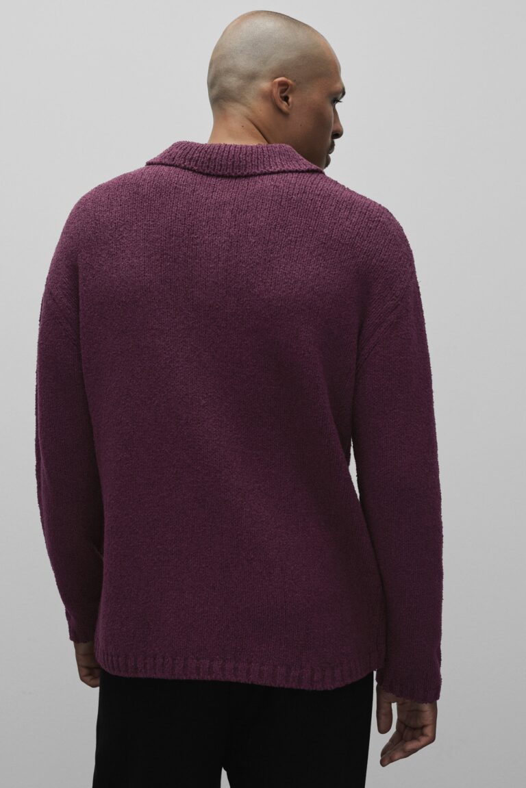 Лонгслив Alo Yoga Textured Knit Long Sleeve Polo «Rich Bordeaux» Мужская