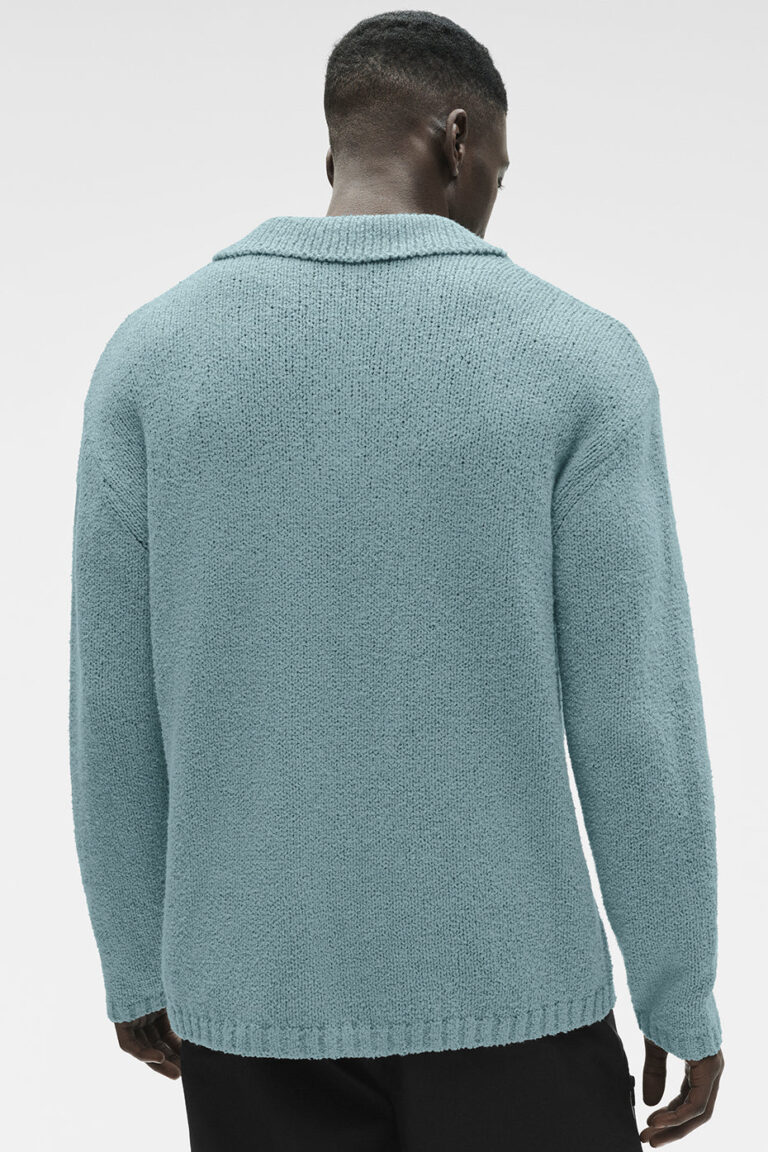 Лонгслив Alo Yoga Textured Knit Long Sleeve Polo «Desert Sage» Мужская