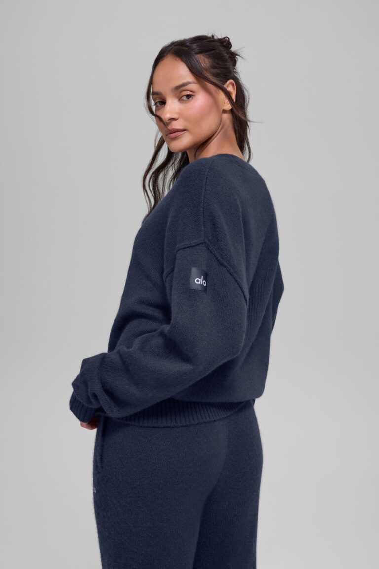 Свитер Alo Yoga Unisex Wool Cashmere New Class Crewneck Sweater «Navy» Унисекс