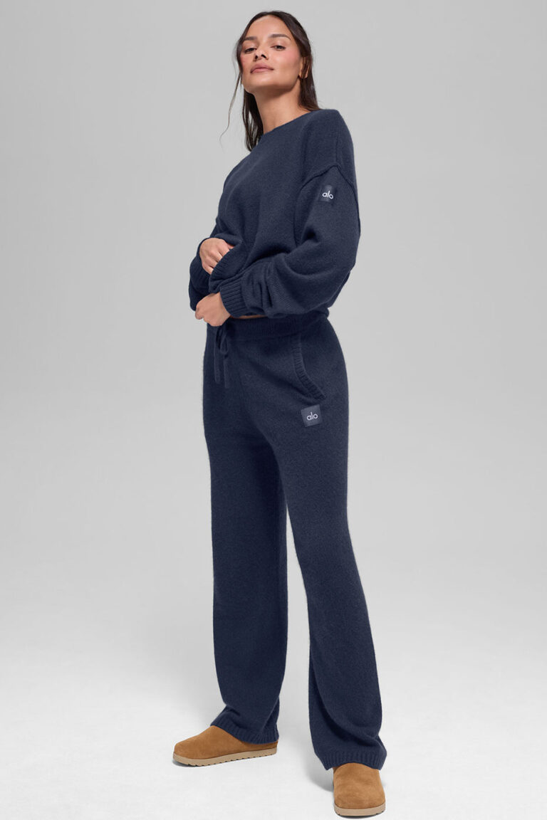 Свитер Alo Yoga Unisex Wool Cashmere New Class Crewneck Sweater «Navy» Унисекс