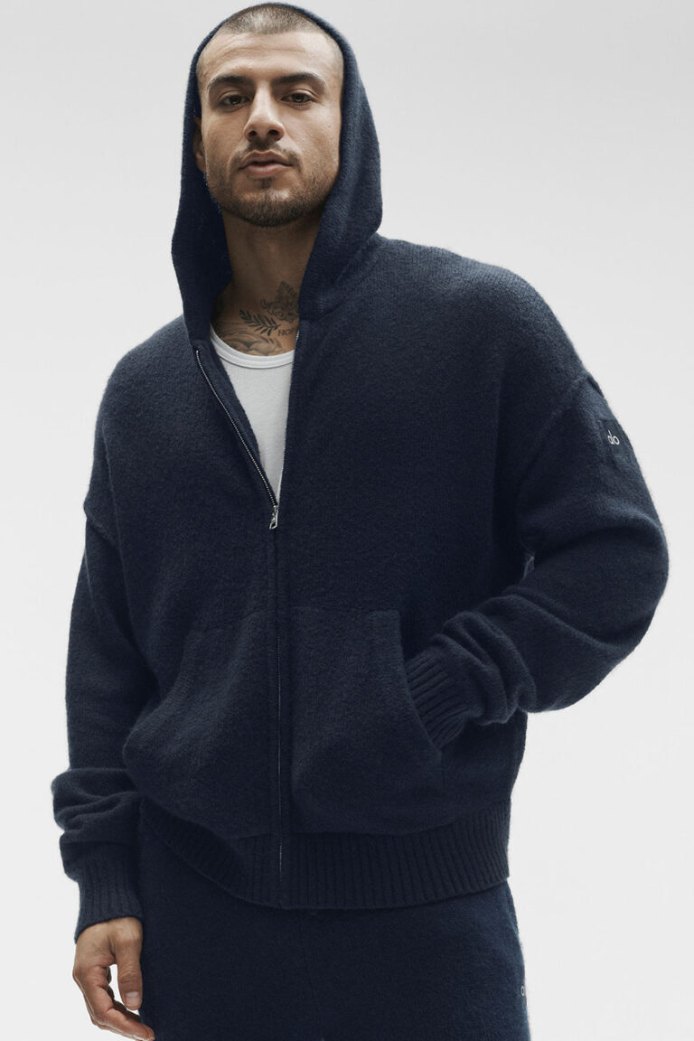 Худи Alo Yoga Wool Cashmere New Class Full Zip Hoodie «Navy» Унисекс