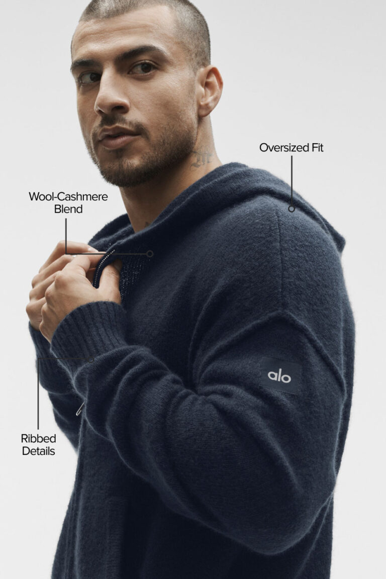 Худи Alo Yoga Wool Cashmere New Class Full Zip Hoodie «Navy» Унисекс