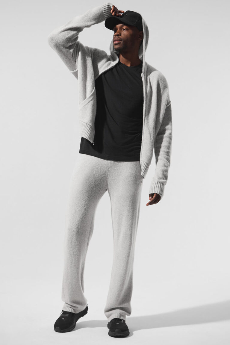 Худи Alo Yoga Wool Cashmere New Class Full Zip Hoodie «Pearl Grey Heather» Унисекс