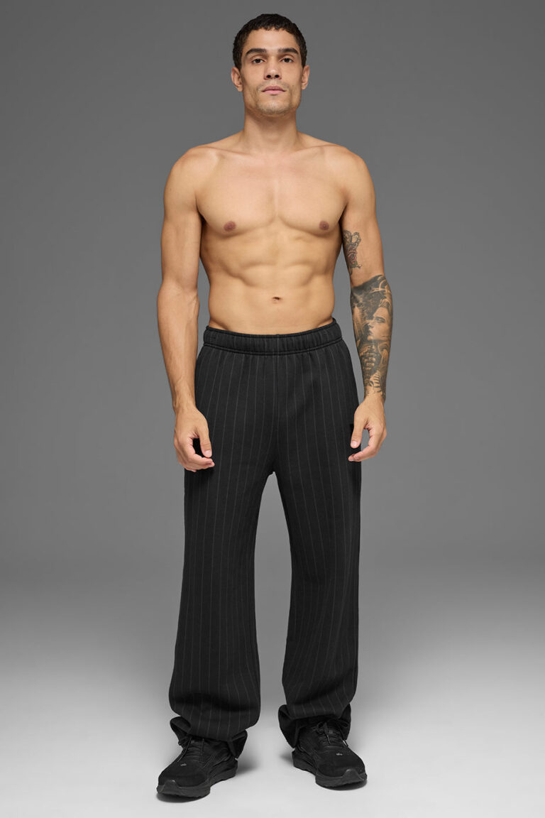 Брюки Alo Yoga Pinstripe Straight Leg Sweatpant «Black» Унисекс
