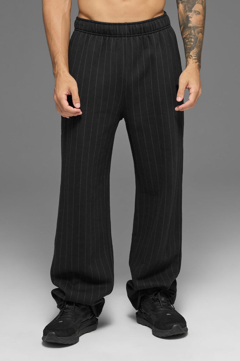Брюки Alo Yoga Pinstripe Straight Leg Sweatpant «Black» Унисекс