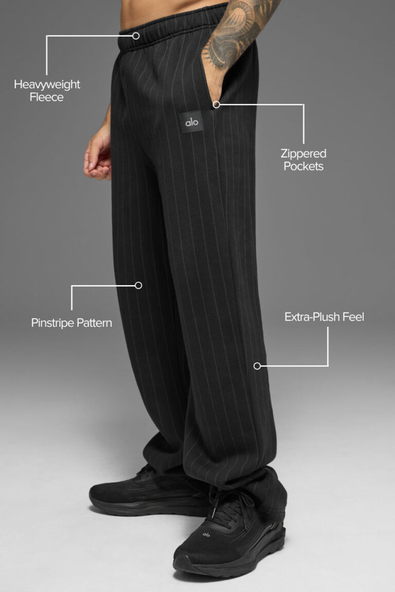 Брюки Alo Yoga Pinstripe Straight Leg Sweatpant «Black» Унисекс