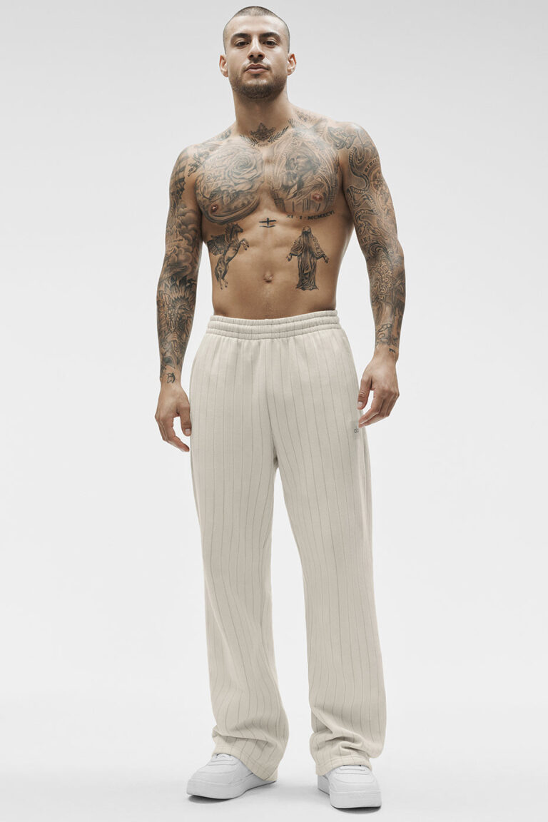 Брюки Alo Yoga Pinstripe Straight Leg Sweatpant «Bone Pinstripe» Унисекс