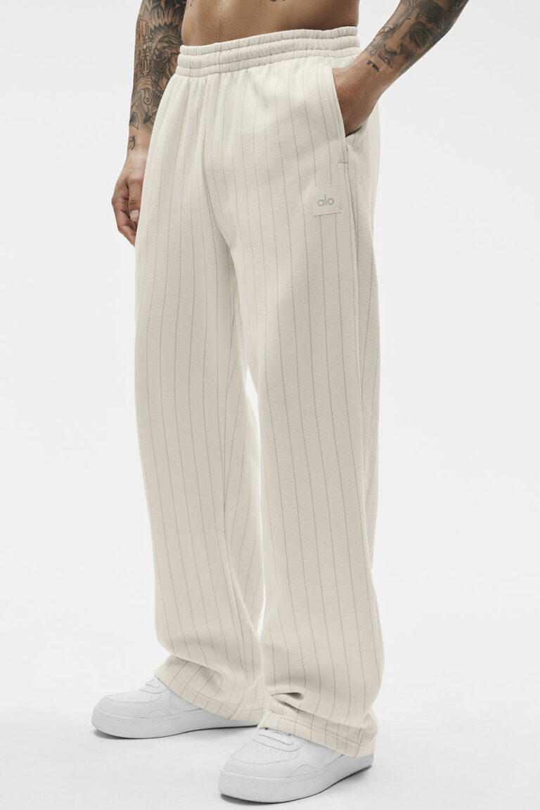 Брюки Alo Yoga Pinstripe Straight Leg Sweatpant «Bone Pinstripe» Унисекс