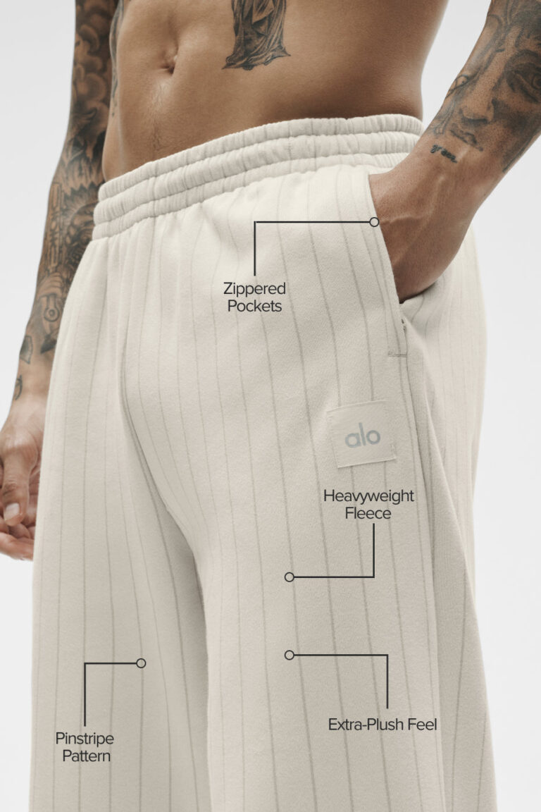 Брюки Alo Yoga Pinstripe Straight Leg Sweatpant «Bone Pinstripe» Унисекс