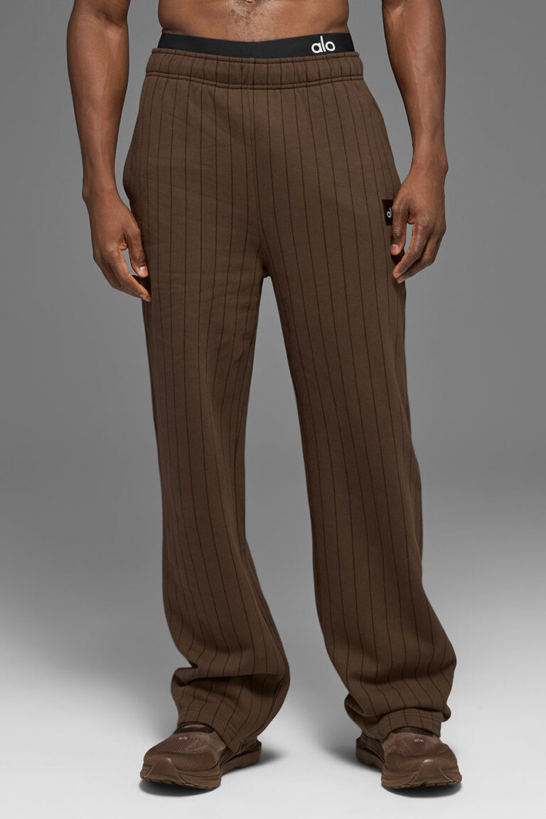 Брюки Alo Yoga Pinstripe Straight Leg Sweatpant «Espresso Pinstripe» Унисекс