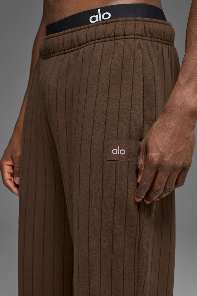 Брюки Alo Yoga Pinstripe Straight Leg Sweatpant «Espresso Pinstripe» Унисекс