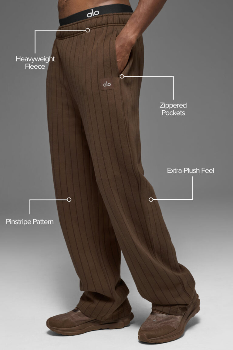 Брюки Alo Yoga Pinstripe Straight Leg Sweatpant «Espresso Pinstripe» Унисекс