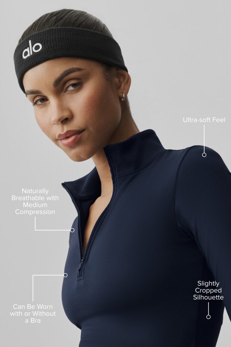 Лонгслив Alo Yoga ALO Softsculpt Precision 1/4 Zip Long Sleeve «Navy» Женская