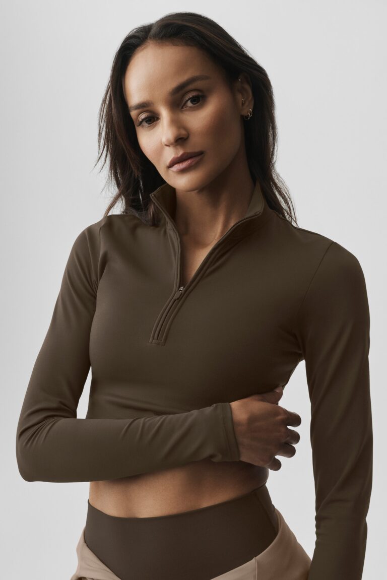 Лонгслив Alo Yoga ALO Softsculpt Precision 1/4 Zip Long Sleeve «Espresso» Женская