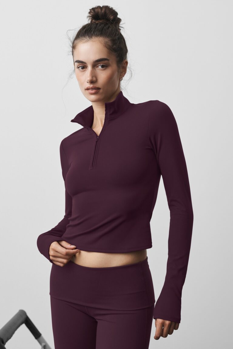 Лонгслив Alo Yoga ALO Softsculpt Precision 1/4 Zip Long Sleeve «Rich Bordeaux» Женская