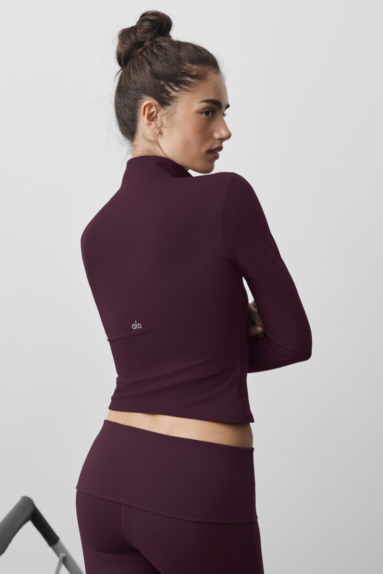 Лонгслив Alo Yoga ALO Softsculpt Precision 1/4 Zip Long Sleeve «Rich Bordeaux» Женская