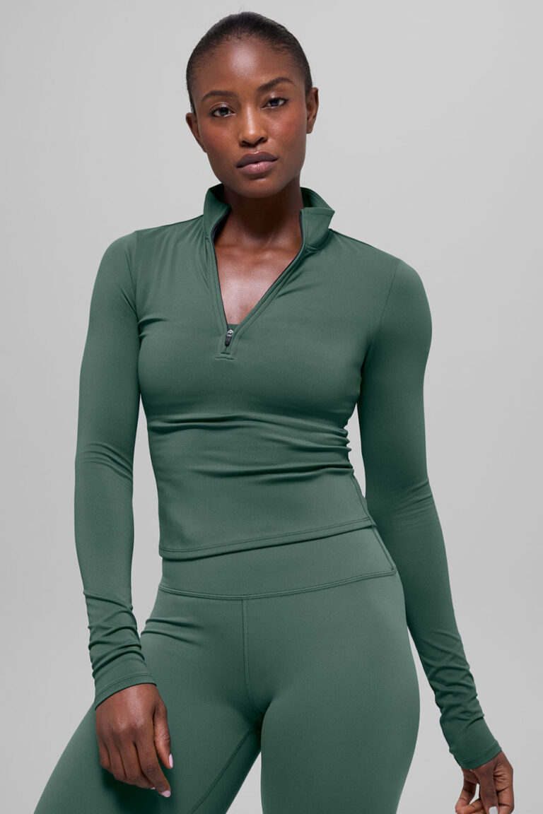 Лонгслив Alo Yoga ALO Softsculpt Precision 1/4 Zip Long Sleeve «Clover Green» Женская