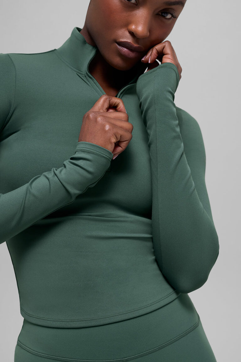 Лонгслив Alo Yoga ALO Softsculpt Precision 1/4 Zip Long Sleeve «Clover Green» Женская