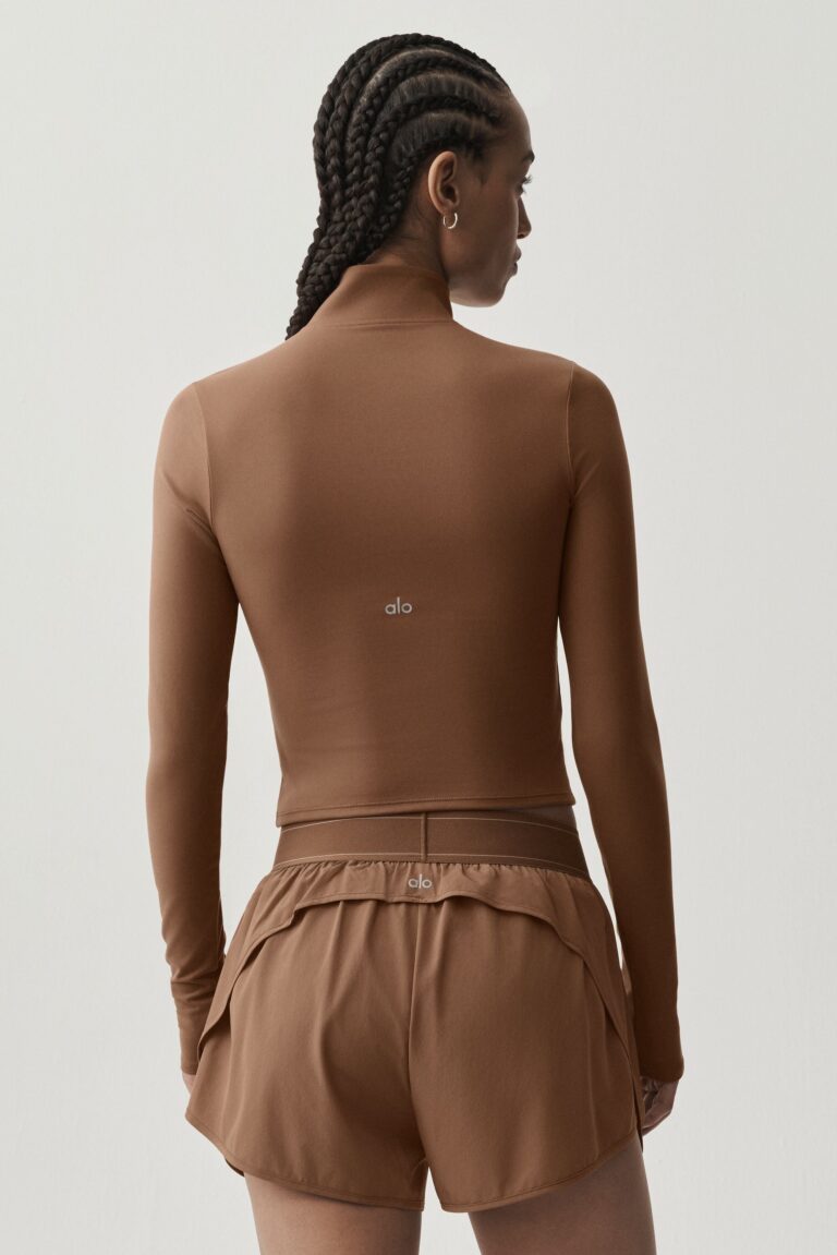 Лонгслив Alo Yoga ALO Softsculpt Precision 1/4 Zip Long Sleeve «Sun Kissed Brown» Женская
