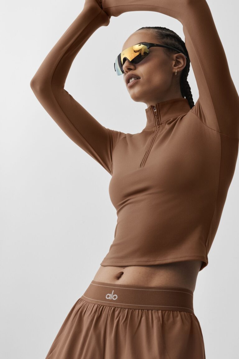 Лонгслив Alo Yoga ALO Softsculpt Precision 1/4 Zip Long Sleeve «Sun Kissed Brown» Женская