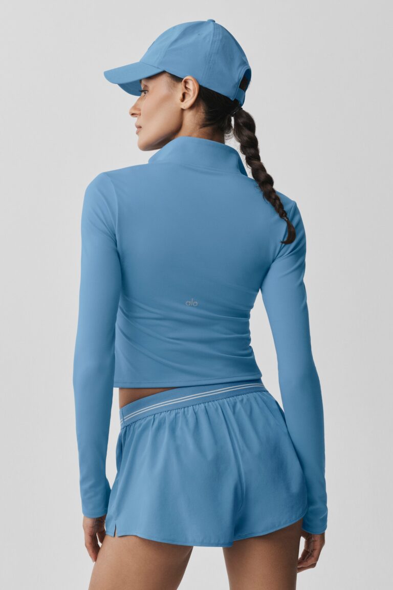 Лонгслив Alo Yoga ALO Softsculpt Precision 1/4 Zip Long Sleeve «California Blue» Женская