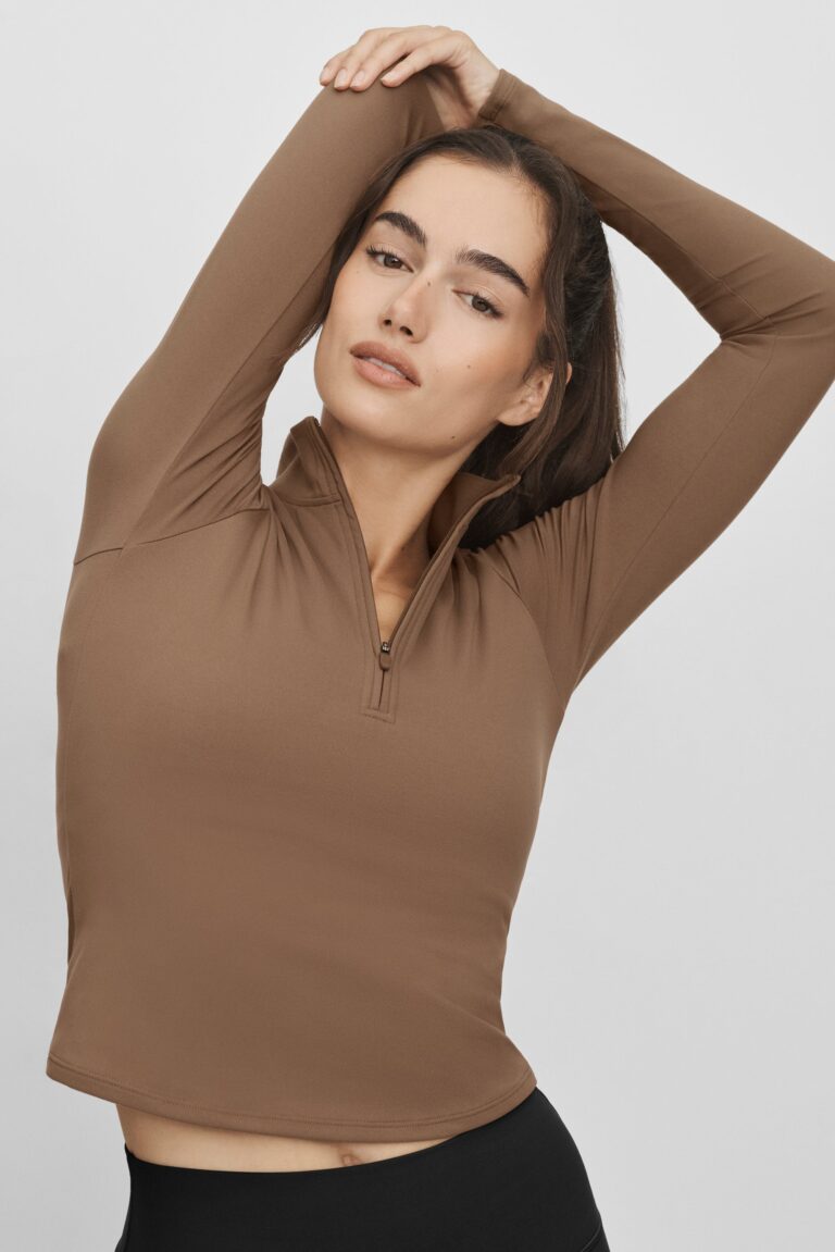 Лонгслив Alo Yoga ALO Softsculpt Precision 1/4 Zip Long Sleeve «Java Brown» Женская