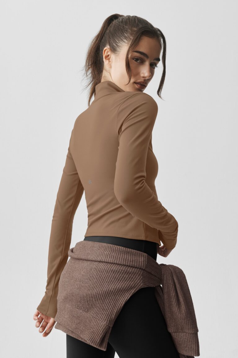 Лонгслив Alo Yoga ALO Softsculpt Precision 1/4 Zip Long Sleeve «Java Brown» Женская