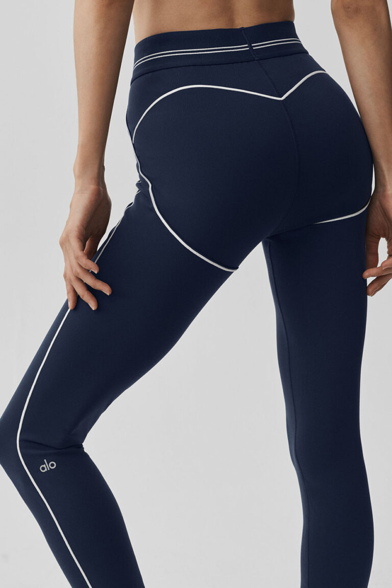 Леггинсы Alo Yoga Airbrush High-Waist 7/8 Heart Throb Legging «Navy» Женская
