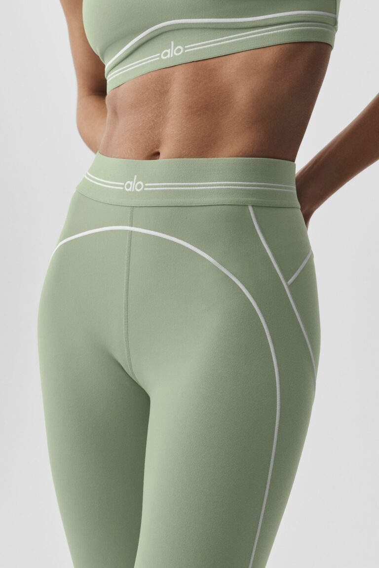 Леггинсы Alo Yoga Airbrush High-Waist 7/8 Heart Throb Legging «Dune Grass» Женская