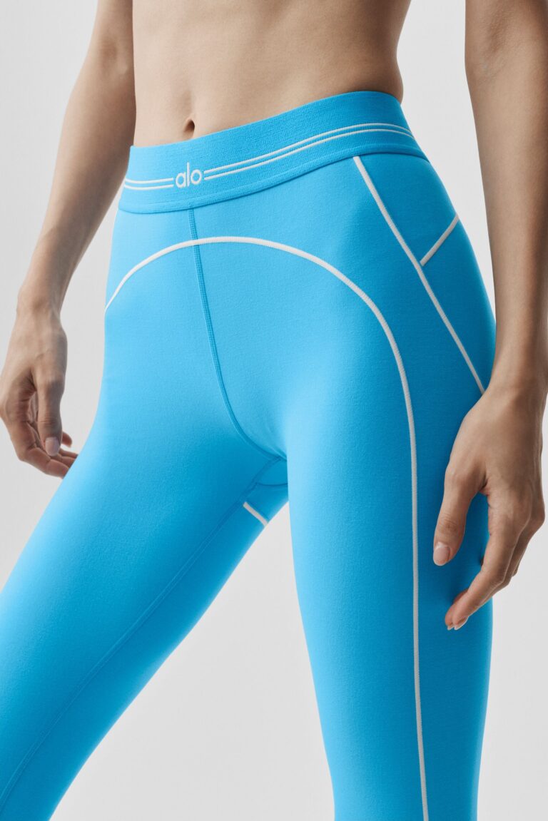 Леггинсы Alo Yoga Airbrush High-Waist 7/8 Heart Throb Legging «Azure Blue» Женская