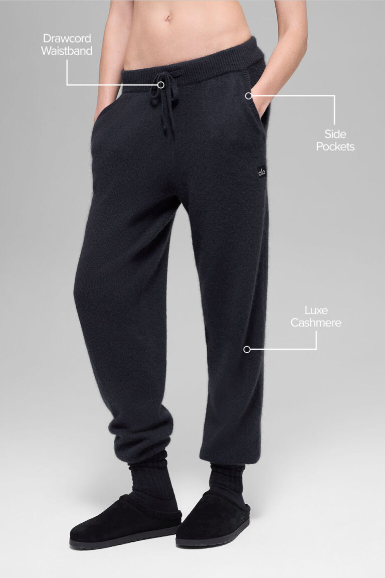 Джоггеры Alo Yoga Wool Cashmere High-Waist New Class Jogger «Black» Женская