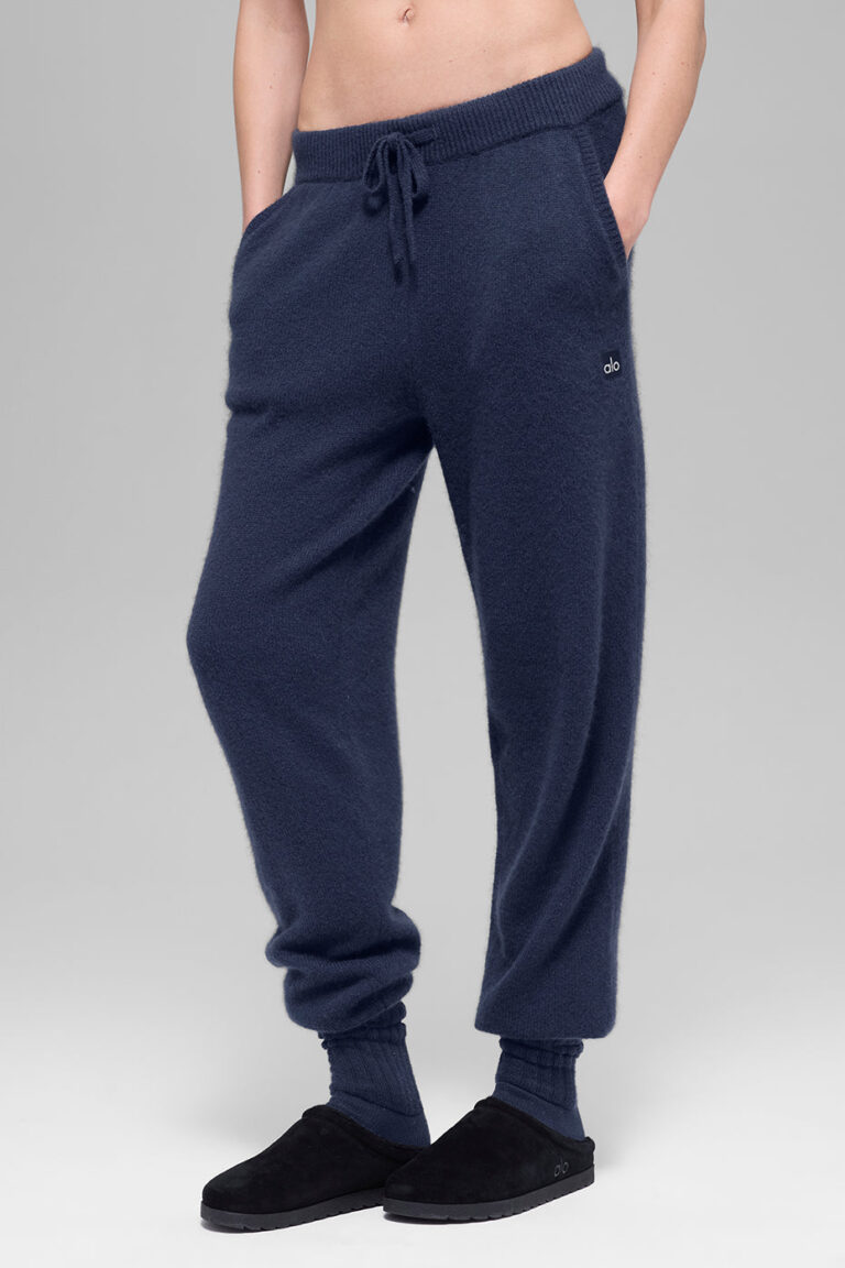 Джоггеры Alo Yoga Wool Cashmere High-Waist New Class Jogger «Navy» Женская
