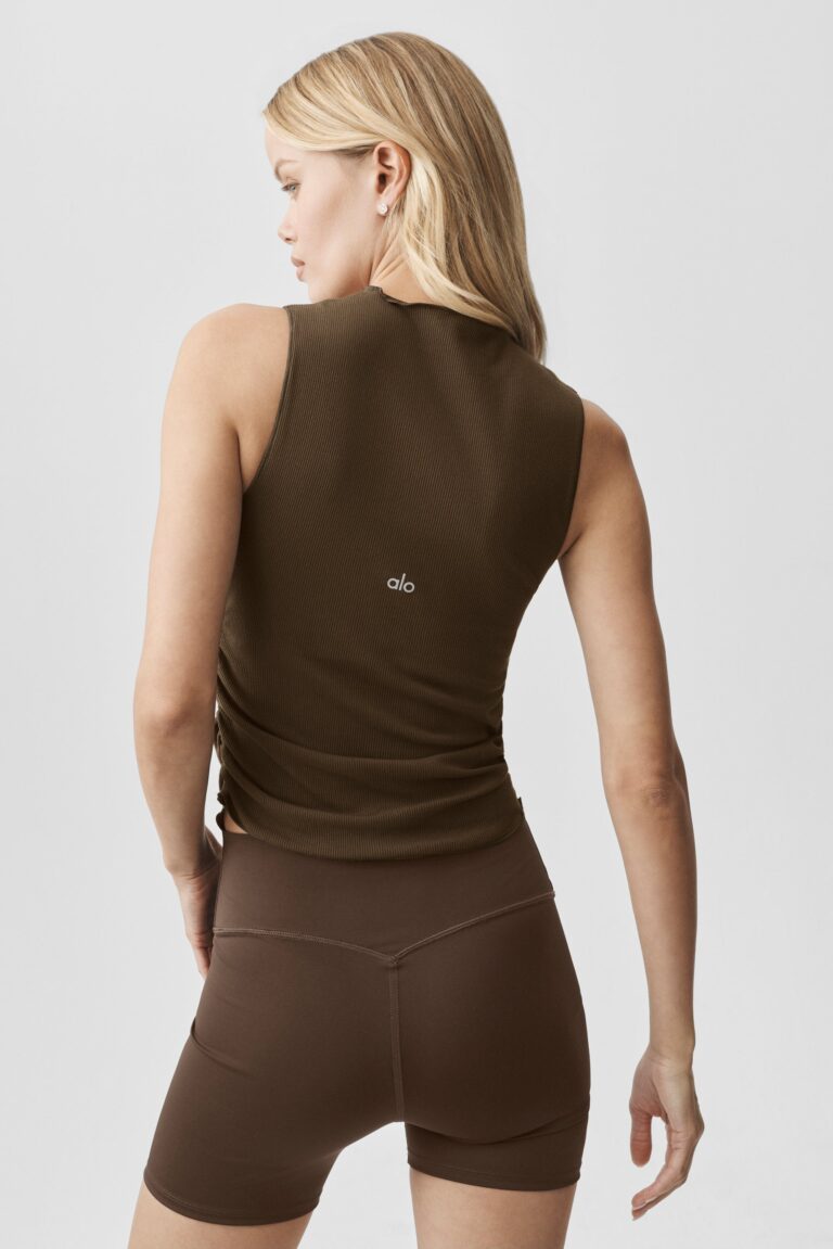 Майка Alo Yoga Ribbed En Pointe Tank «Espresso» Женская
