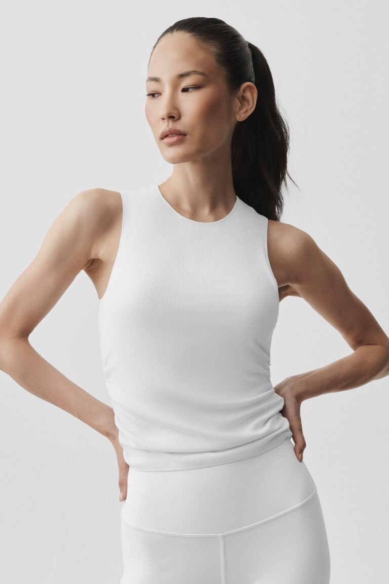 Майка Alo Yoga Ribbed En Pointe Tank «White» Женская