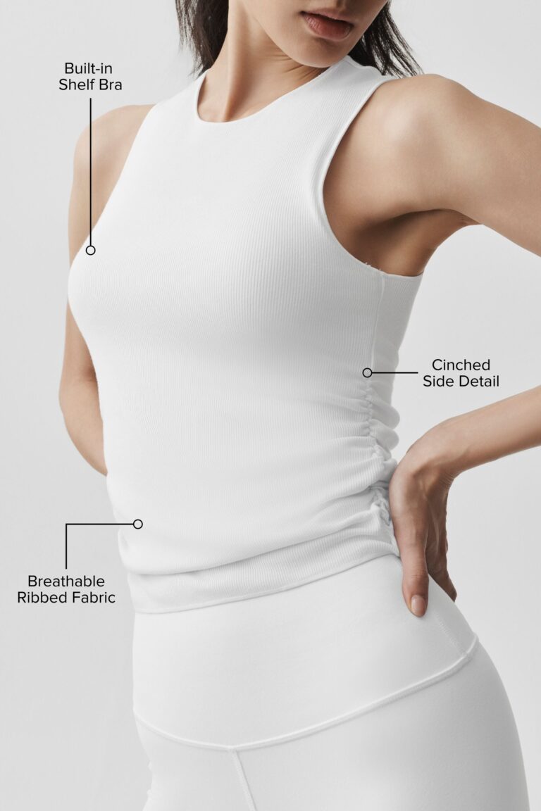 Майка Alo Yoga Ribbed En Pointe Tank «White» Женская
