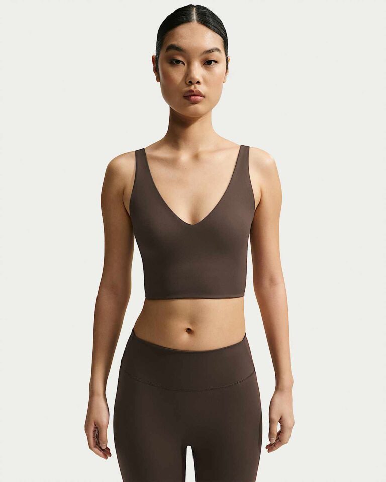 Топ NikeSKIMS Matte V-Neck Long-Line Bra «Dark Sepia» Женская