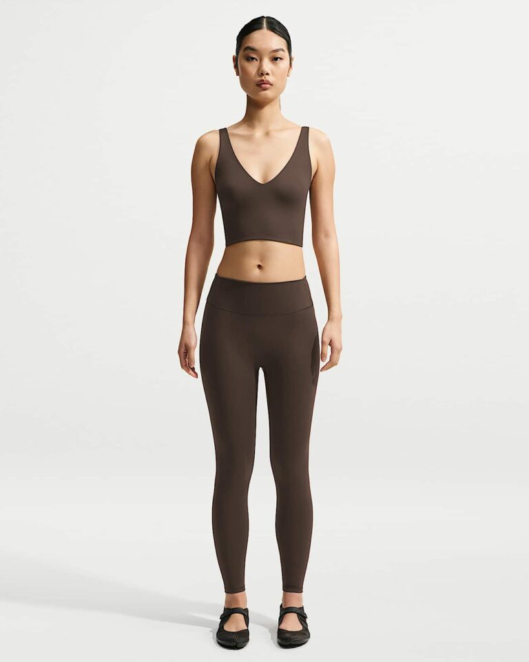 Топ NikeSKIMS Matte V-Neck Long-Line Bra «Dark Sepia» Женская