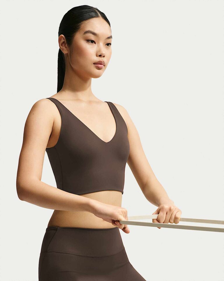 Топ NikeSKIMS Matte V-Neck Long-Line Bra «Dark Sepia» Женская