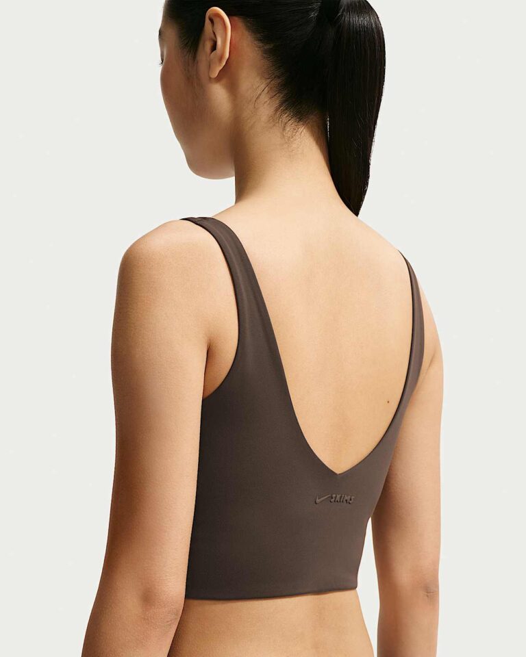 Топ NikeSKIMS Matte V-Neck Long-Line Bra «Dark Sepia» Женская