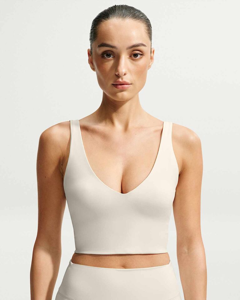 Топ NikeSKIMS Matte V-Neck Long-Line Bra «Actv Ivory» Женская