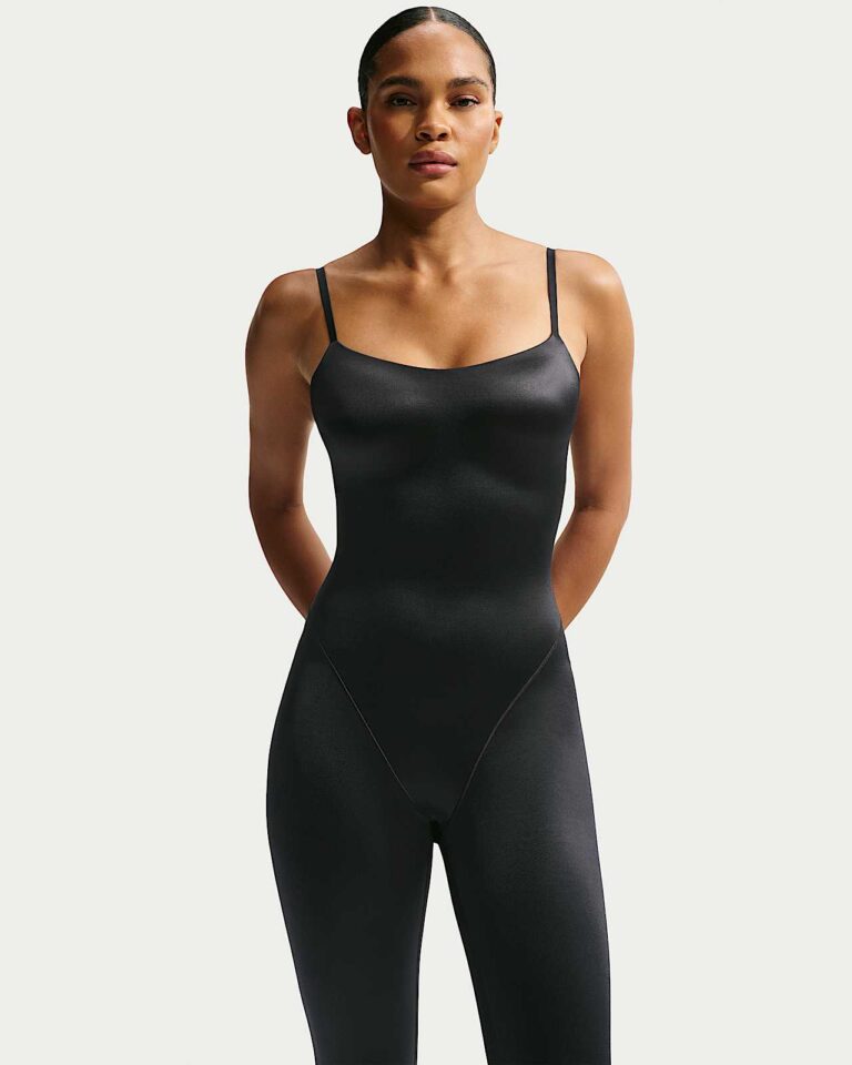 Боди NikeSKIMS Satin Shine Cami Bodysuit «Obsidian» Женская