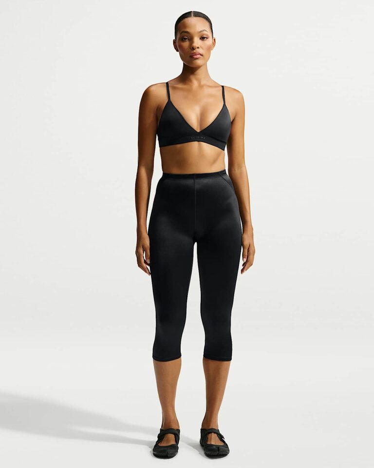 Леггинсы NikeSKIMS Satin Shine High-Waisted 17″ Leggings with Drawcord «Obsidian» Женская