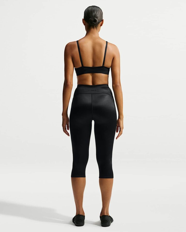 Леггинсы NikeSKIMS Satin Shine High-Waisted 17″ Leggings with Drawcord «Obsidian» Женская