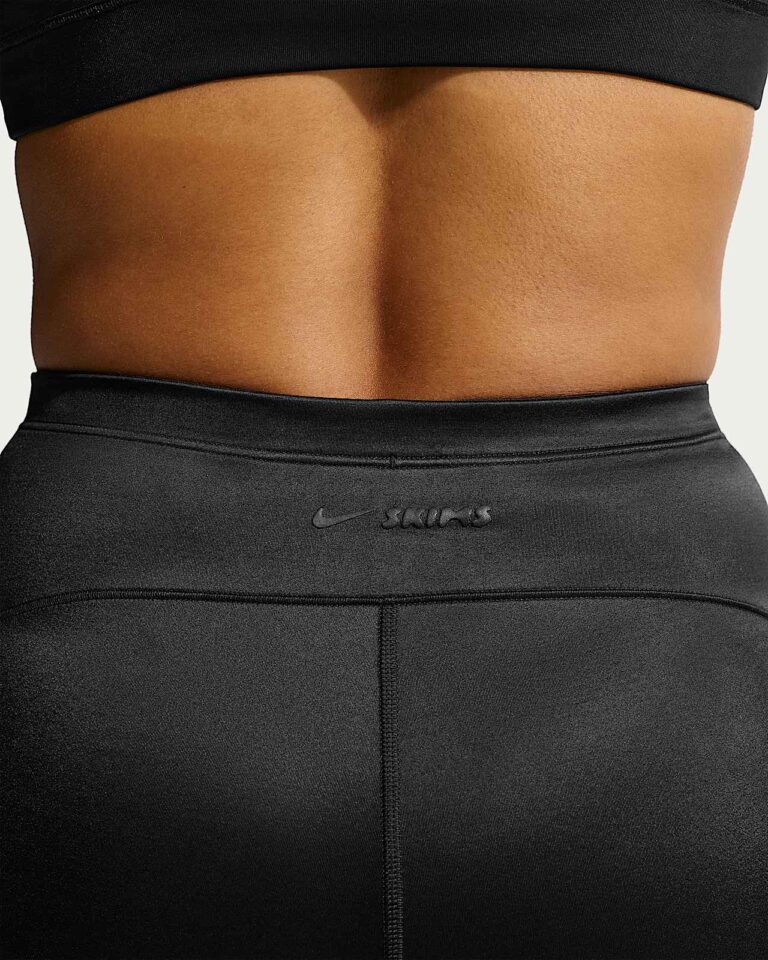 Леггинсы NikeSKIMS Satin Shine High-Waisted 17″ Leggings with Drawcord «Obsidian» Женская
